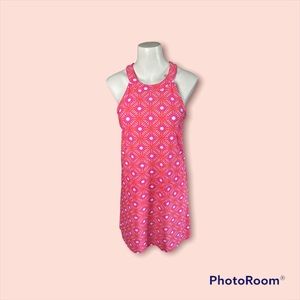 All for color UPF 50+ dress small print high neck sleeveless